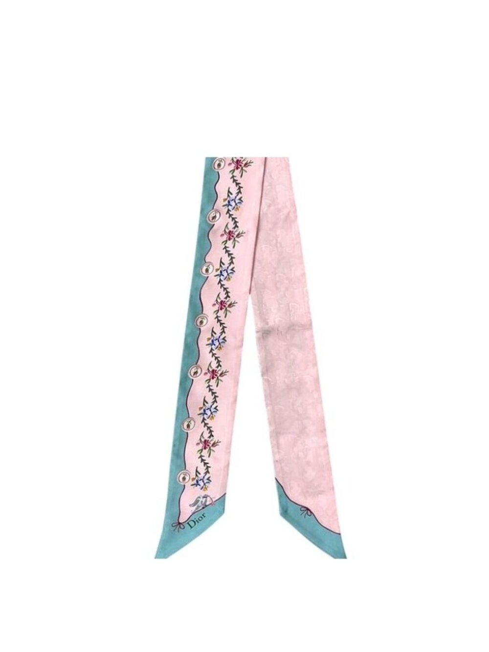 Dior Ribbon Scarf Mitzah Revolution Flowers Amour Silk Twill Pink Trotter